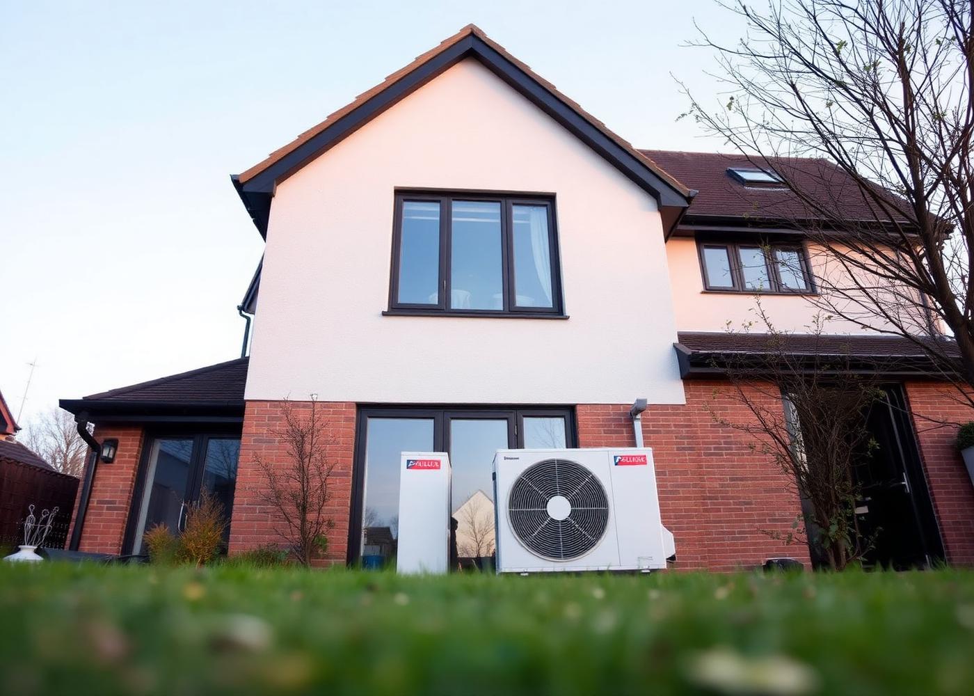Air-source heat pump installed outside a modern home